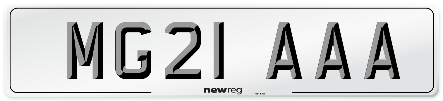 MG21 AAA Number Plate from New Reg